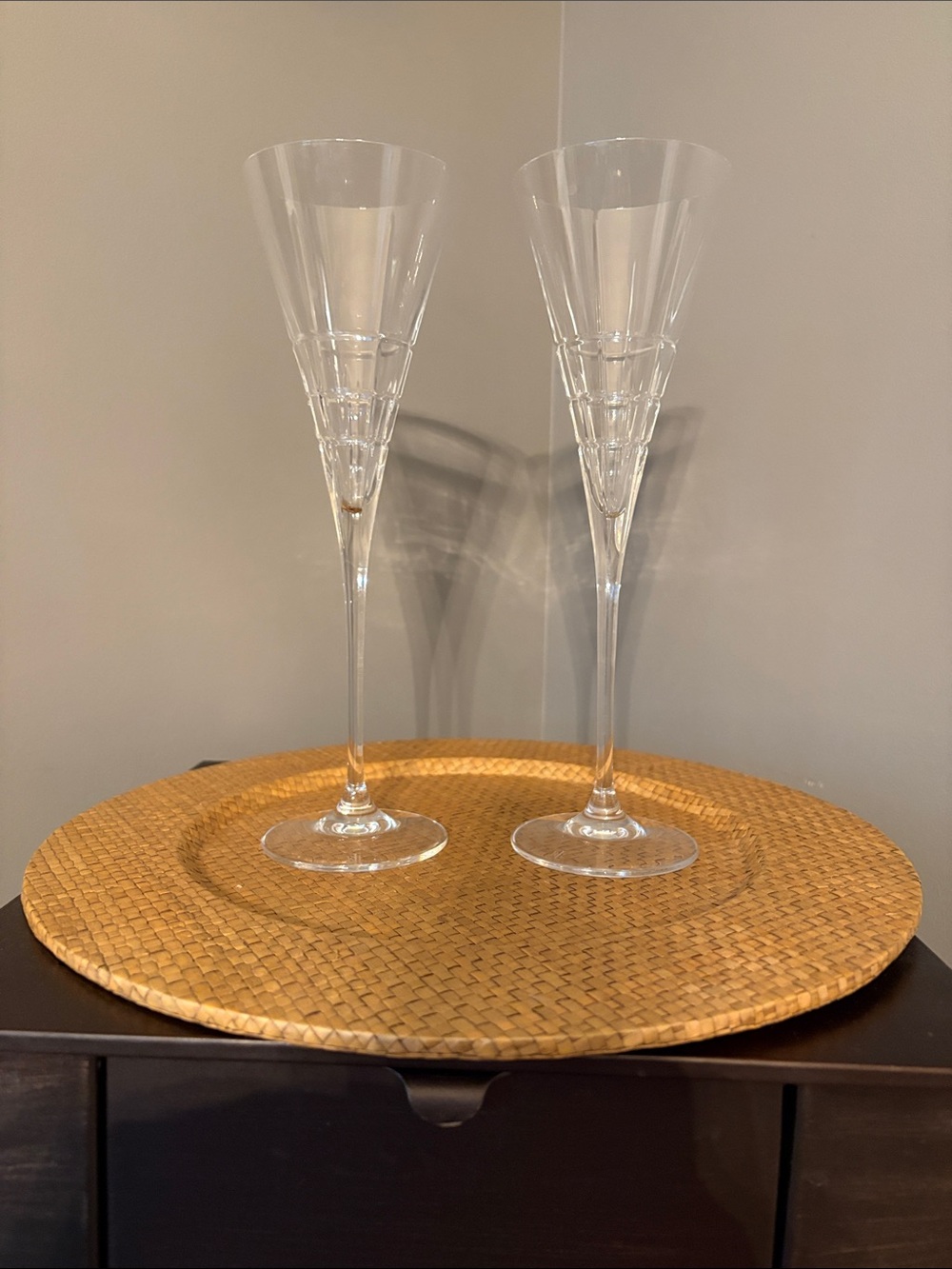 Ralph Lauren “Cocktail Party” Crystal Champagne Flutes - Pair